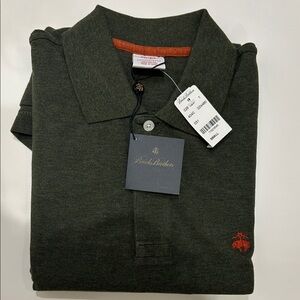 Brooks Brothers Olive Polo with Orange Accent